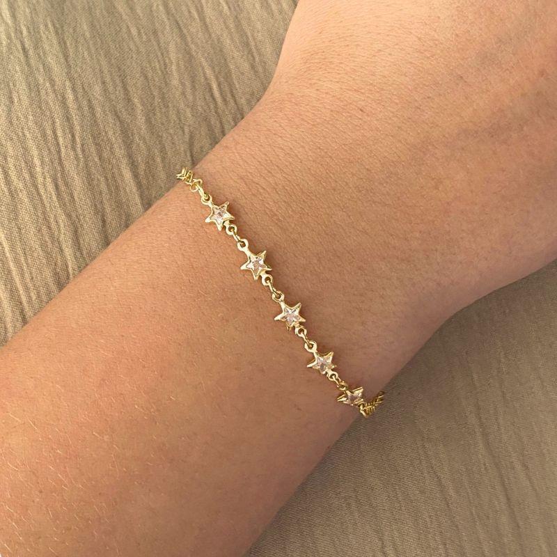 PULSEIRA COM 5 PONTO DE LUZ DE ESTRELA CRISTAL