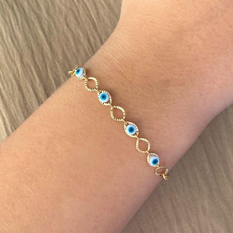 PULSEIRA COM CIRCULO VAZADO E OLHO GREGO