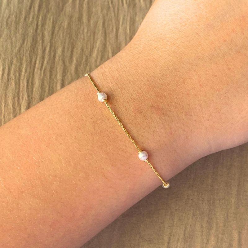 PULSEIRA CORRENTE VENEZIANA COM 5 PEROLAS PEQUENA