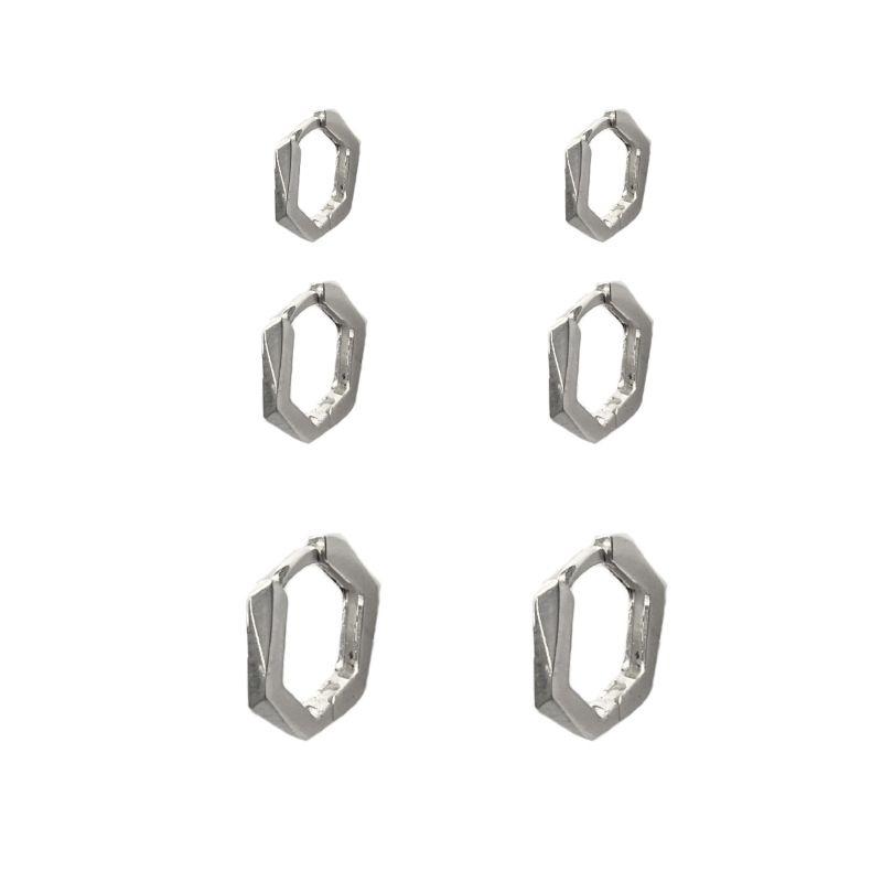 ARGOLA P925 TRIO CLICK HEXAGONO TORCIDO 10MM 12MM 14MM