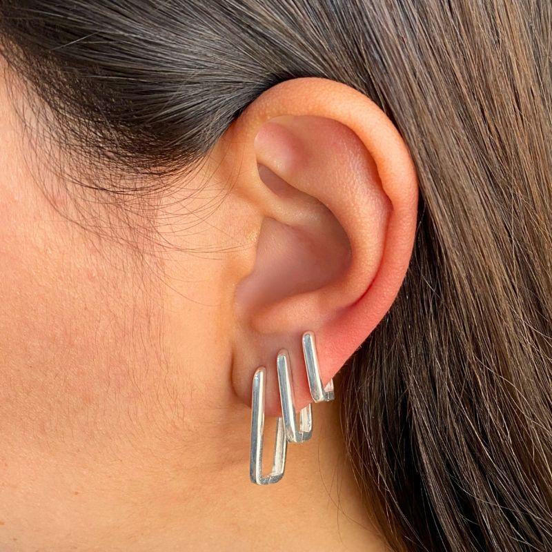 ARGOLA P925 TRIO RETANGULAR LISO 13MM 16MM 21MM