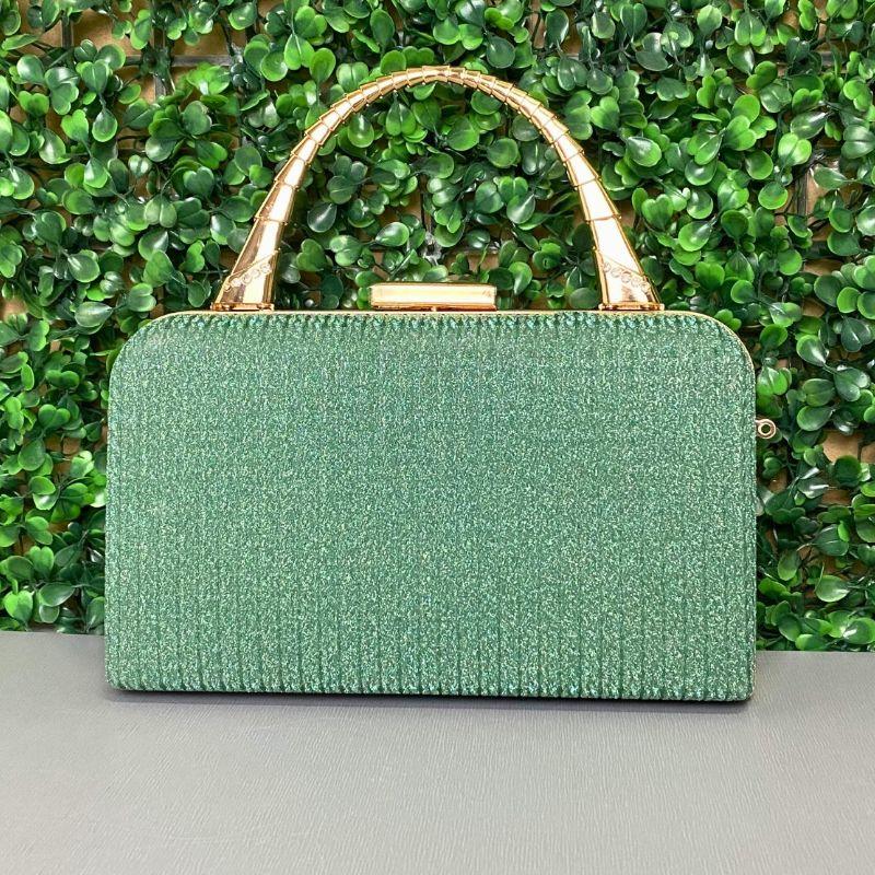 BOLSA CLOUTCH QUADRADA BRILHO ALÇA DE MÃO FIXA CRAVEJADA