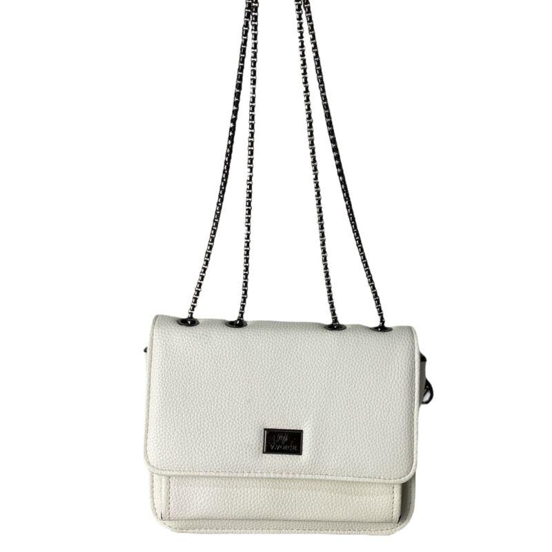 BOLSA PEQUENA QUADRADA LISA BOLSO NA FRENTE ALÇA DE CORRENTE DUPLA ONIX