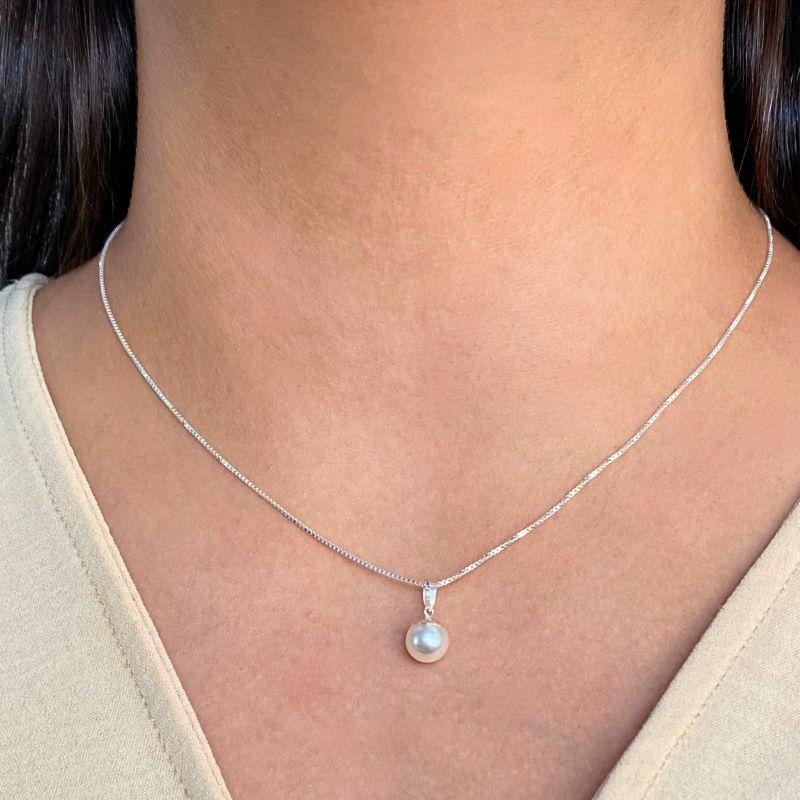 GARGANTILHA P925 VENEZIANA + PINGENTE DE BOLA DE PÉROLA LISA 10MM