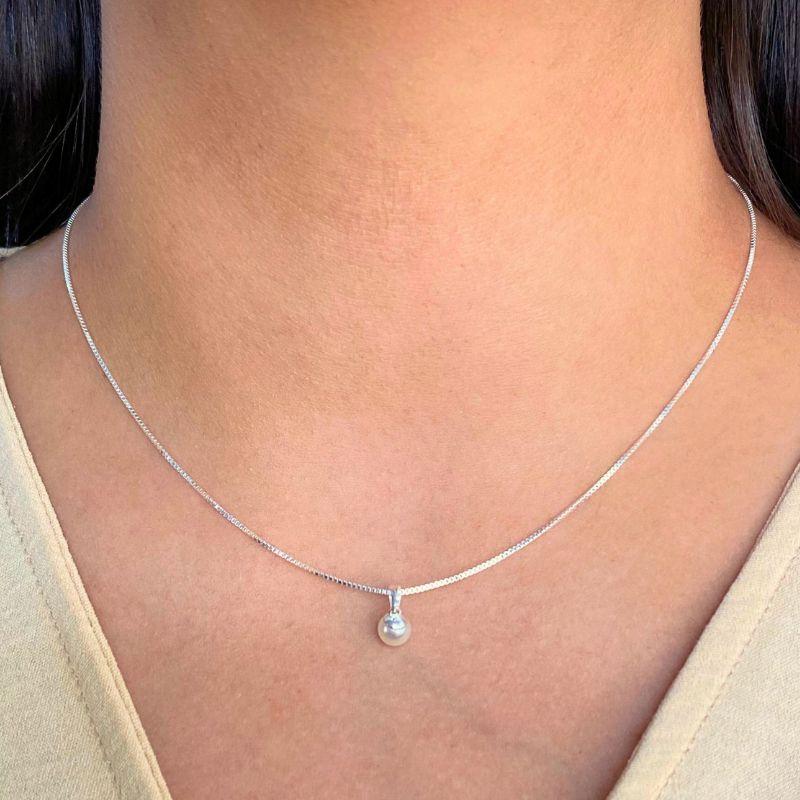 GARGANTILHA P925 VENEZIANA + PINGENTE DE BOLA DE PÉROLA LISA 8MM