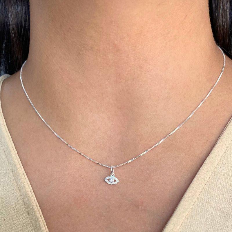 GARGANTILHA P925 VENEZIANA + PINGENTE DE OLHO GREGO CRAVEJADO CRISTAL 7MM