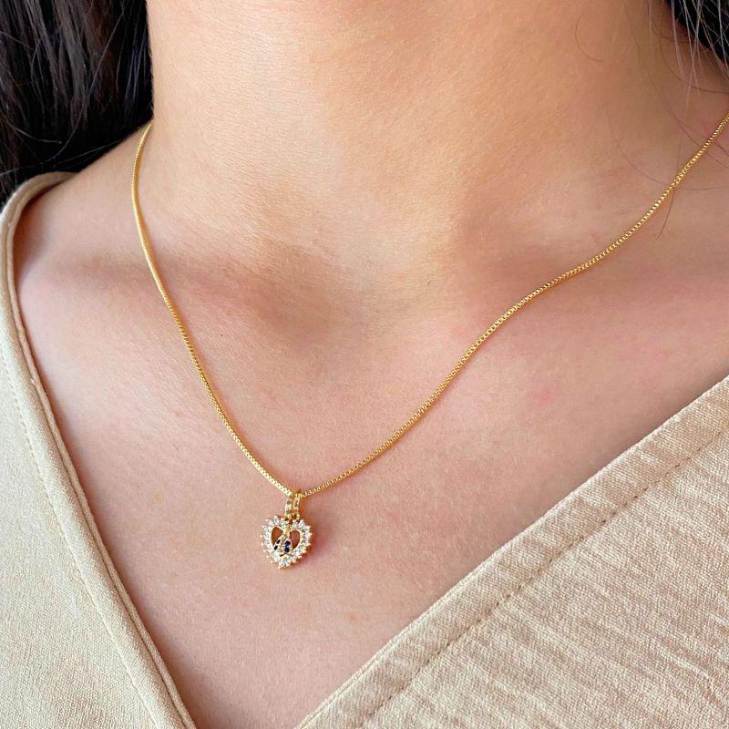 GARGANTILHA VENEZIANA + PINGENTE DE CORACAO COM NOSSA SENHORA APARECIDA