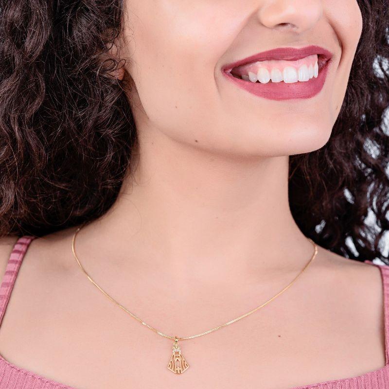 GARGANTILHA VENEZIANA + PINGENTE NOSSA SENHORA APARECIDA COM COROA CRAVEJADA