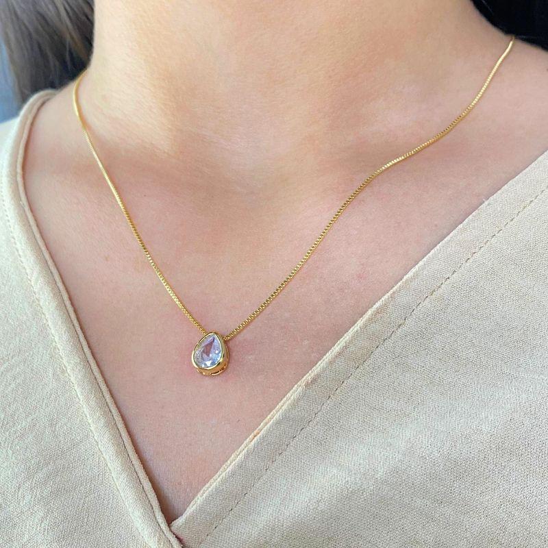 GARGANTILHA VENEZIANA + PINGENTE PONTO DE LUZ GOTA ZIRCONIA CRISTAL