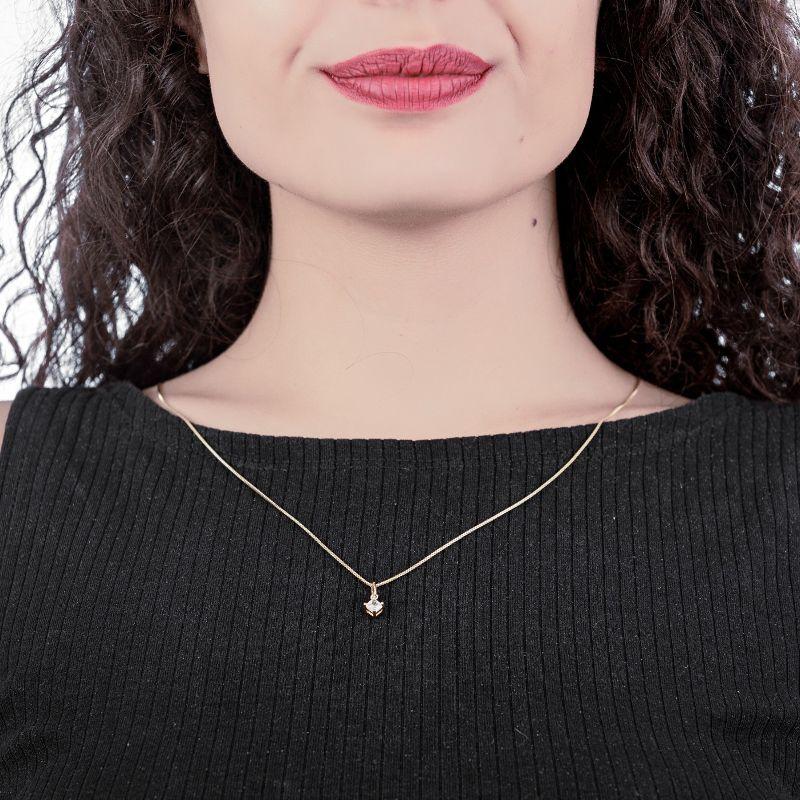 GARGANTILHA VENEZIANA + PINGENTE PONTO DE LUZ LOSANGO ZIRCONIA CRISTAL 6MM