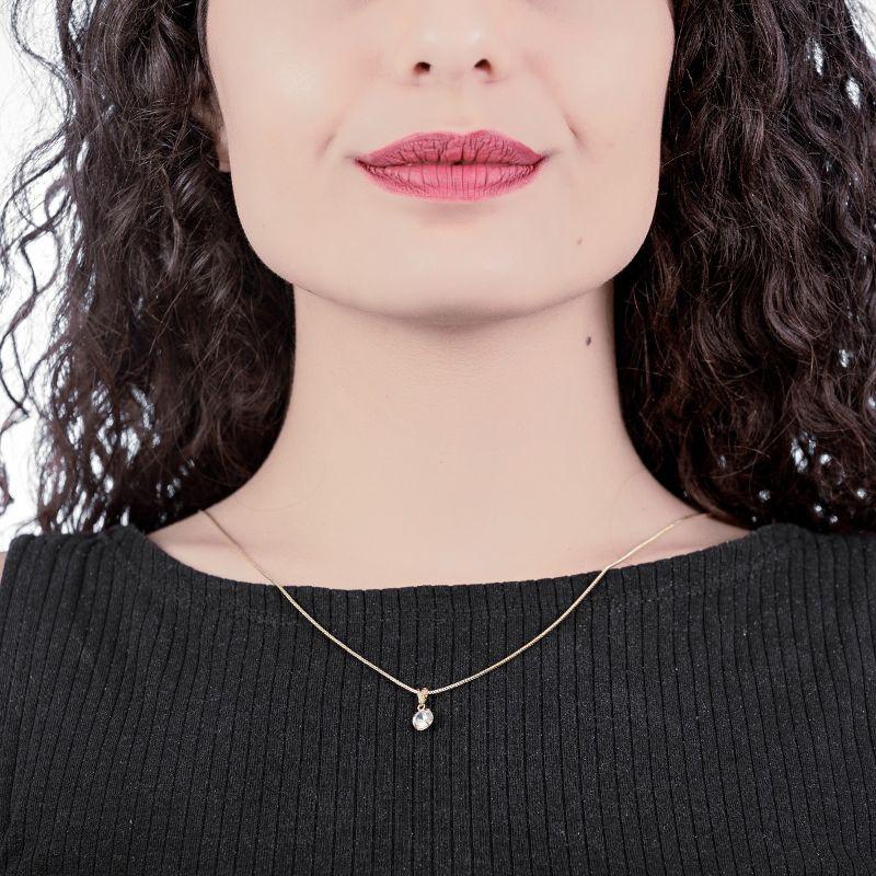 GARGANTILHA VENEZIANA +  PINGENTE PONTO DE LUZ REDONDO ZIRCONIA CRISTAL 6MM